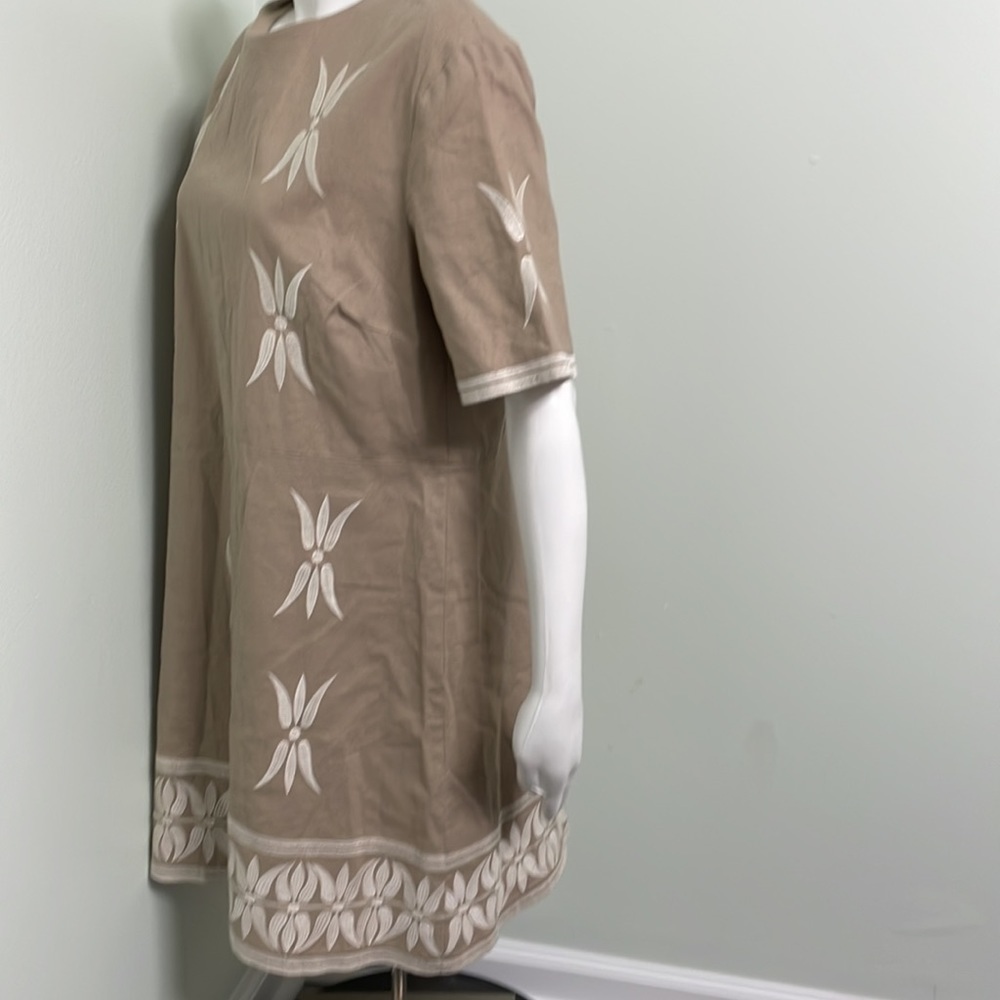 Zara Embroidered Tan Mini Dress XL - Picture 10 of 13
